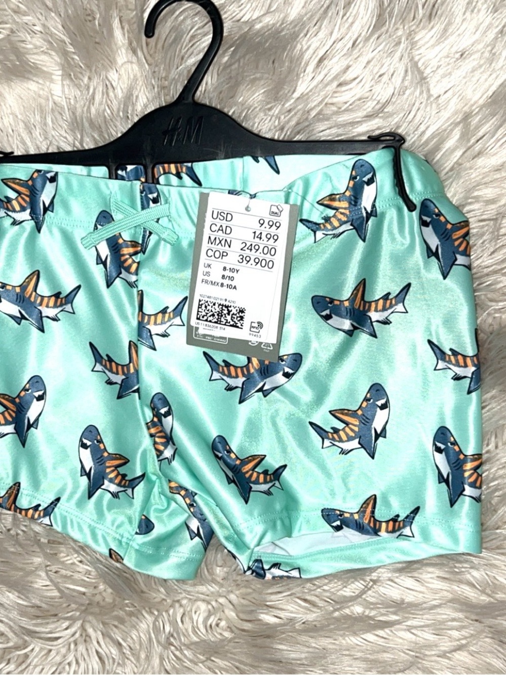 H&M Boys' Mint Shark Print Swim Trunks